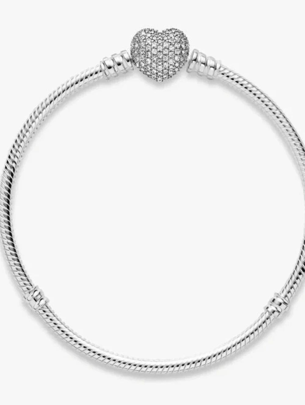 Authentic NEW Pandora Moments Sparkling Heart & Snake Chain Bracelet S925ALE CZ